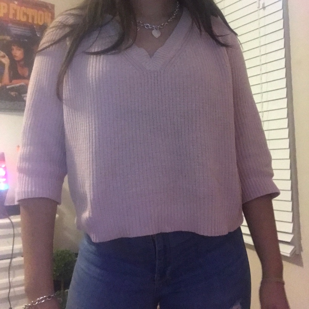Ribbed dusty pink/pastel knit sweater - Picture 2 of 3